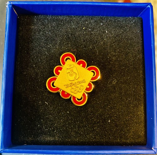 Rare Beijing 2008 Olympic Pin Gold Plated New In Box - Picture 2 of 5