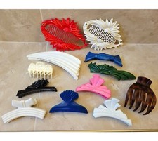 Vintage 80  s Goody Plastic Pin Up Claw Hair Clips Clamps Lot Of 12 Unique