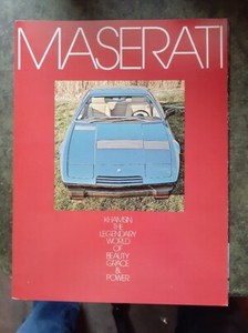 Maserati Khamsin 8-page US sales brochure 1975 + MERAK SS Specifications page