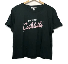 Sub Urban Riot But First Cocktails Dylan Tee Women’s Size Large T-Shirt Cropped