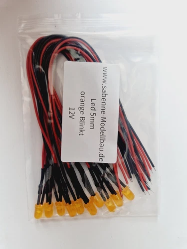 10 Stück LED 5mm 3mm Selbstblinkend 12V Verkabelt Weiß Gelb Orange Rot Blau B4
