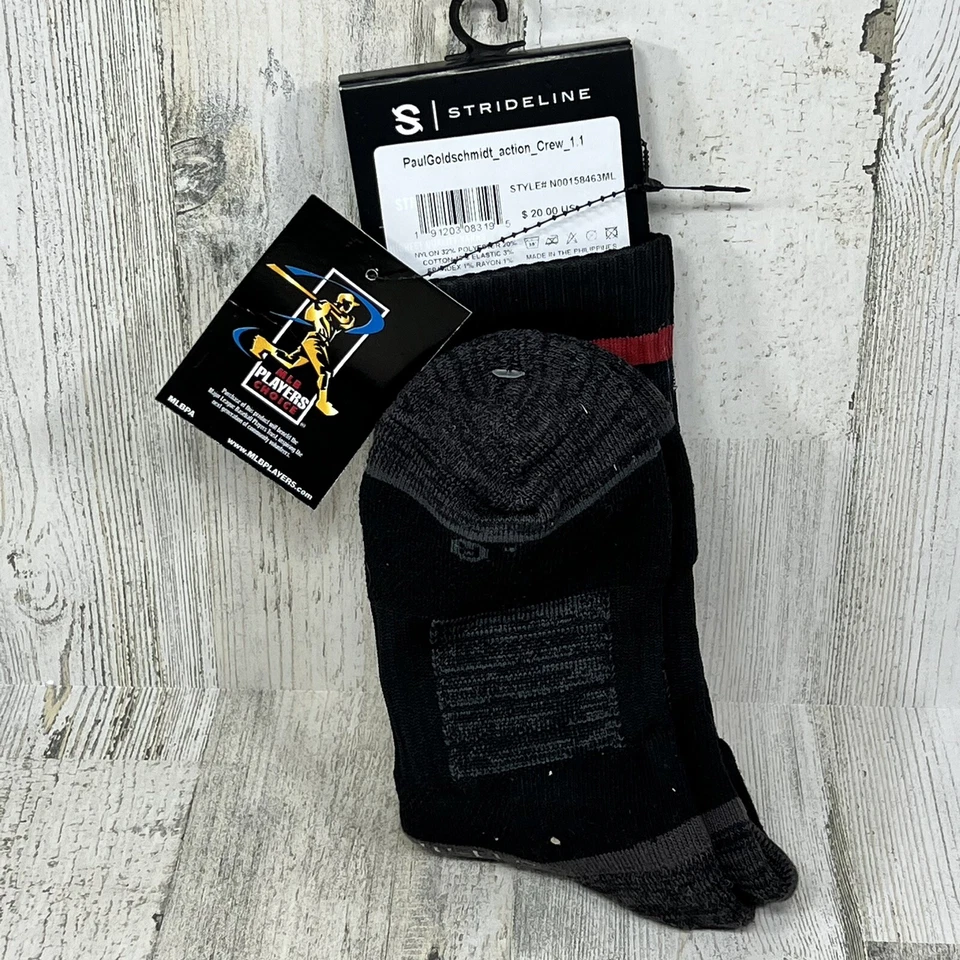 MLB Players Choice Strideline Paul Goldschmidt Black Crew Socks - Diamondbacks - Image 3 of 3