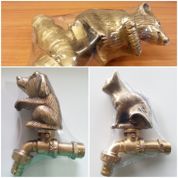 3x Brass Garden DOG CAT RAT Spigot Tap Faucet Vintage Water Home 