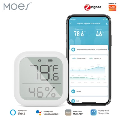MOES ZigBee Smart Thermometer LCD Hygrometer Temperatur Feuchtigkeitssensor APP