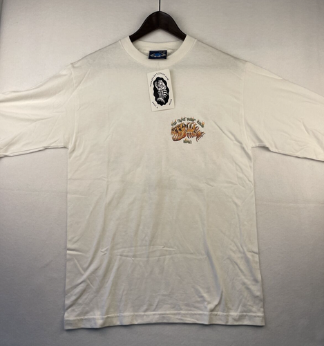 Vintage Blue Planet Surf Gear M Medium White T Shirt Long Sleeve NWT New Hawaii
