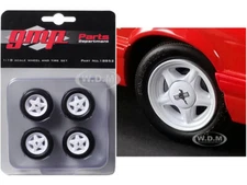 PONY WHEELS AND TIRES SET OF 4 PCS FROM "1992 FORD MUSTANG LX" 1/18 BY GMP 18852