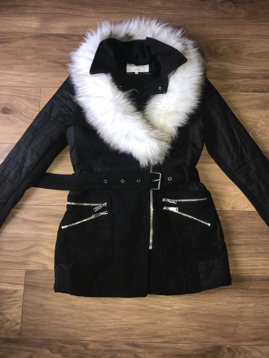 River island faux hotsell fur collar coat