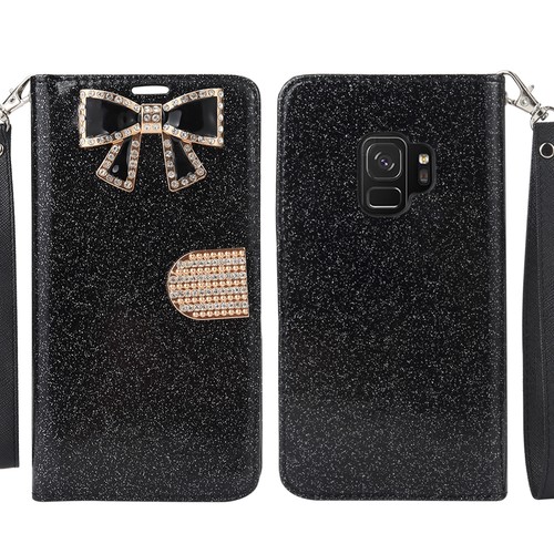 Samsung Galaxy S9+ Plus Card Slots PU Leather Rhinestone Butterfly Wallet Case - Foto 15 di 54
