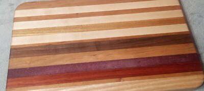Handmade Edge Grain Cutting Board Ash,Padauk,WalnutPurple Heart Maple and Cherry