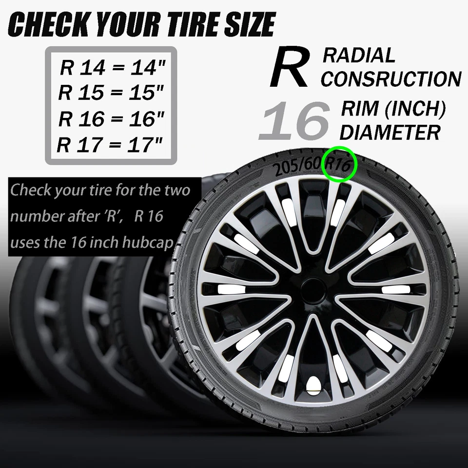 Cubiertas de cubo de rueda de 4 piezas aptas para llanta R16, tapacubos de neumático de 16" aptas para Nissan Quest Foto 2 de 4