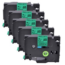 5PK Compatible Brother P-Touch TZ-741 TZe-741 Black on Green Label Tape 0.7"