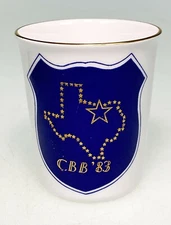 3” Porcelain Cup Cattle Baron’s Ball Texas 10th Anniversary Caverswall Adelstein