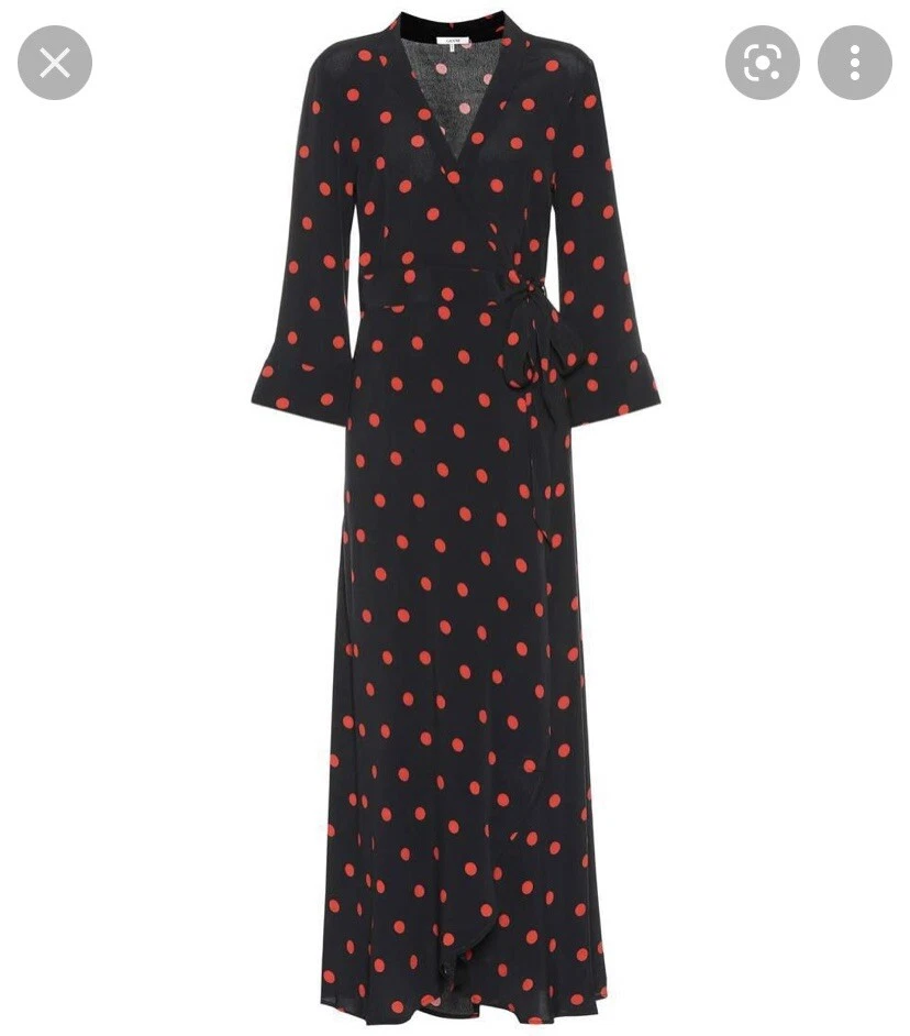 Ganni barra Maxi Dress Size 36 Blue And Red Dots