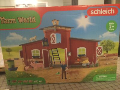 Schleich Farm World 92 Pc Lg Barn Farm Set W/ Animals & Accessories 42606