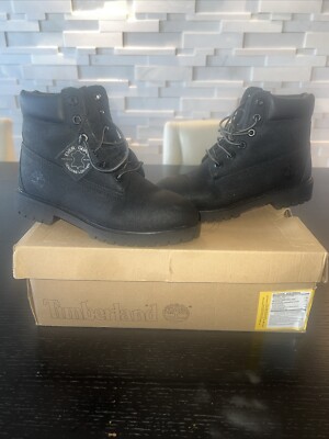 Timberland Sz 4 Juniors 6in Prem Wp Blk/Nr