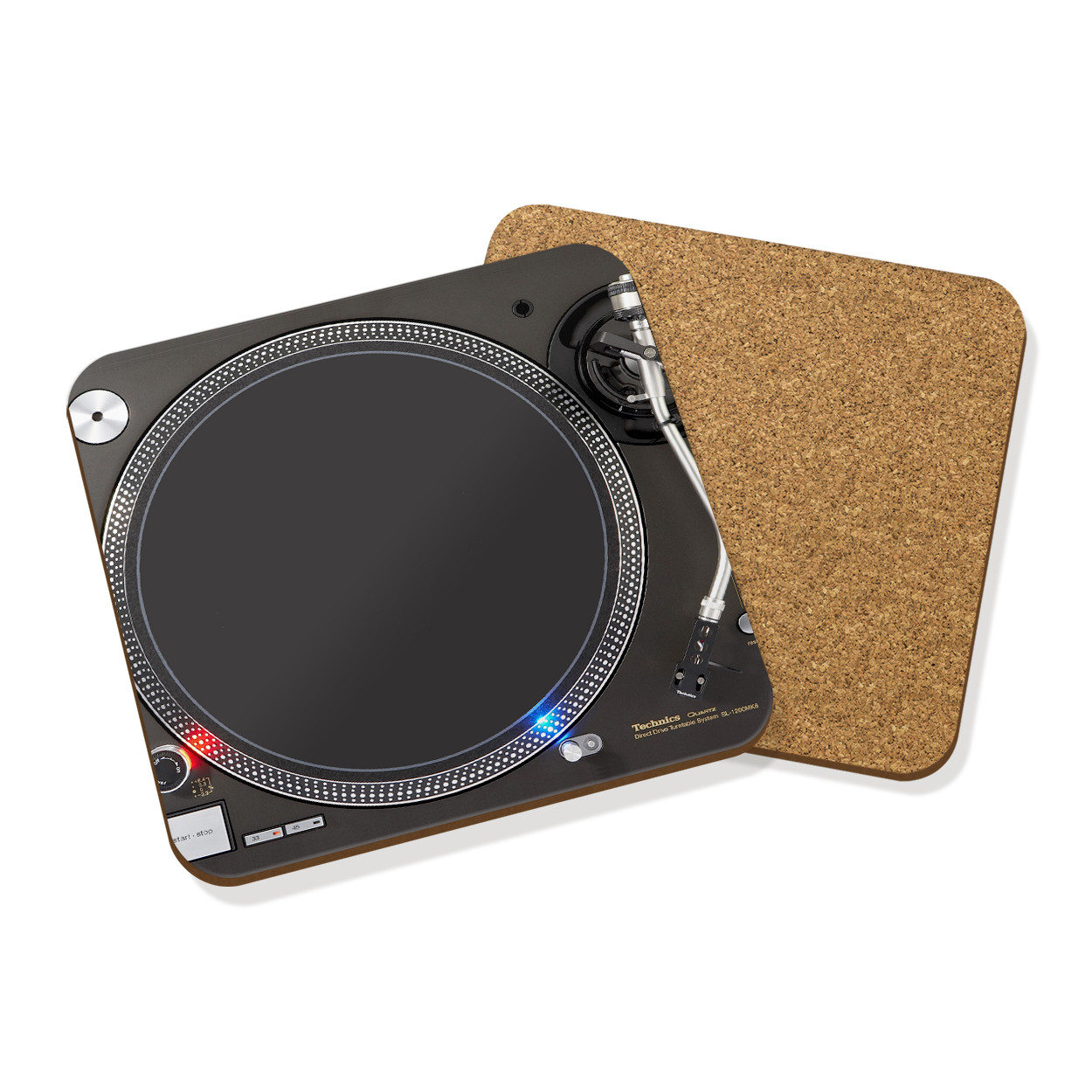 TURNTABLE #1 DJ DECKS DRINKS COASTER MAT HARDBOARD SQUARE SET X4 - Music Record