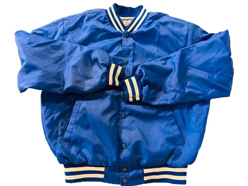 Vintage Wickes Lumber Blue Varsity Jacket Swingster Mens Size Large Made In USA - Picture 9 of 12