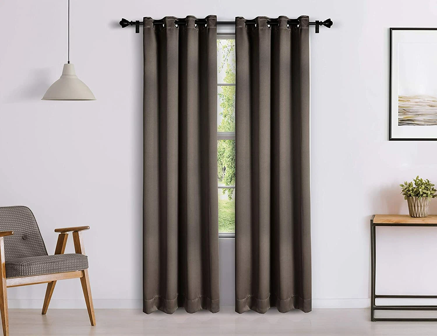 New 2 Piece Eyelet Room Darkening Blackout Door Curtain Set - 7 ft
