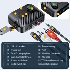 Wireless Bluetooth 5.3 Audio Transmitter Receiver HiFi Music Adapter AUX RCA MP3