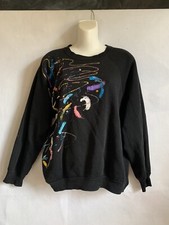 Vintage 80s Paint Splatter Bejeweled Sweatshirt Soft , Costume Black L