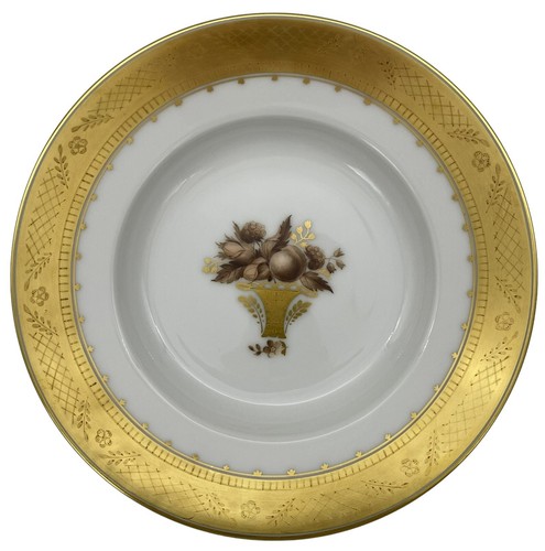 Royal Copenhagen Golden Basket Rimmed Soup Bowl #10516