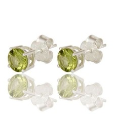 925 Sterling Silver Green Peridot Gemstone Jewelry Stud Earrings For Daughter