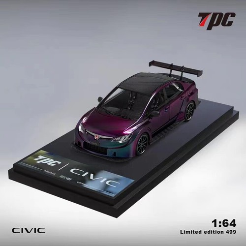 Modelo de automóvil TPC 1:64 Honda Civic FD2 aleación vehículo fundido a presión - púrpura mágico - Imagen 2 de 5
