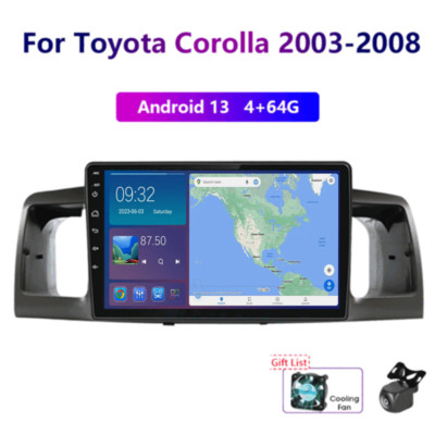 9'' CarPlay Android 13 Car Radio Player 4+64G G-Map FM for Toyota Corolla 2003-08
