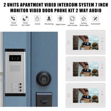 7 inch Wired Video Door Entry Call Intercom with 3pcs Monitors for House/Flat