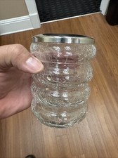 Silver Crackle Glass Toothbrush Makeup Brush Holder Very Nice 