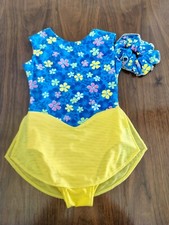 Attitude Skatewear Dziewczyna Rozmiar 8 Figurka Sukienka łyżwiarska Niebieska Żółta Wiele kwiatów 