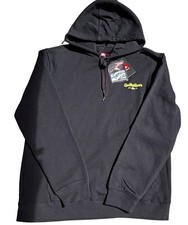 Quiksilver Men  s Black Pullover Hoodie L Graphic Logo Pockets Drawstring NWT