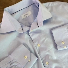 Eton Shirt Mens 17 43 Light Blue Contemporary Dress Button Front Long Sleeve