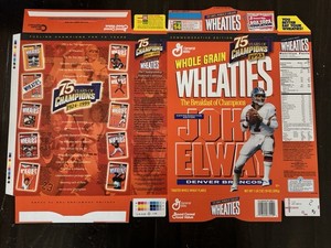Wheaties 75 Years Champions Vintage Cereal Box John Elway Tiger Woods USA