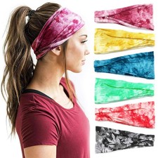 YONUF Boho Headbands For Women Fashion Wide 1 Count Pack of 6 , Tie dye