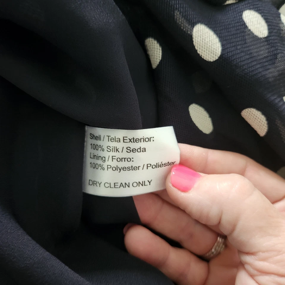 Falda De Colección Oscar de la Renta Seda Azul Marino Lunares Talla 4 LEER Foto 4 de 4