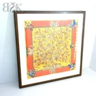Hermes Scarf Carre 40 Dazzling India Orange Framed 51.5x51.5cm Used