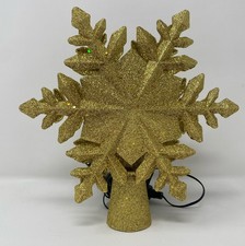 DG-Direct Gold Glitter Snowflake LED Projector Christmas Tree Topper 9.2 in