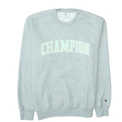 Champion Herren Grau Pullover Sweatshirt Large Rundhals Logo