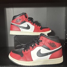 NIKE AIR JORDAN 1 MID CHICAGO BLACK TOE 554724-069 WHITE GYM RED MEN 8.5