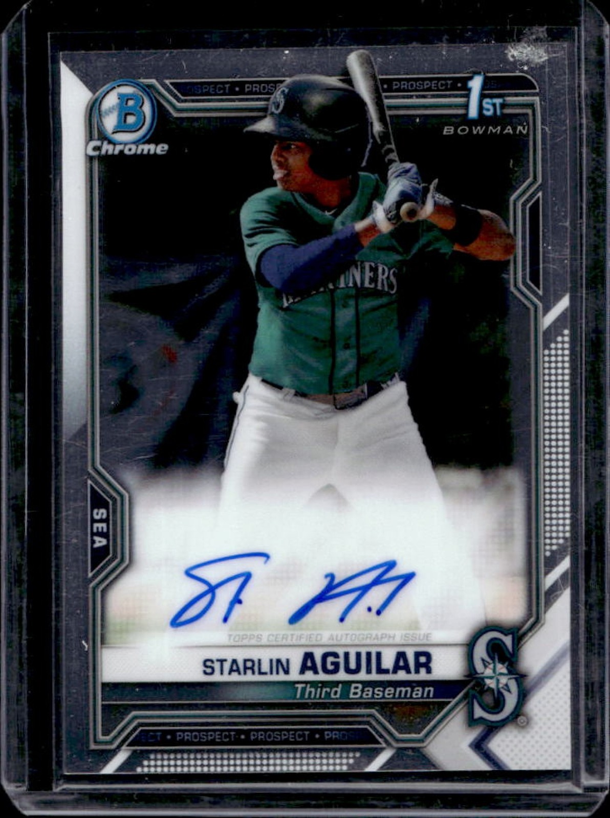 2021 Bowman Chrome Starlin Aguilar Auto 1st Prospect #CPA-SA Mariners
