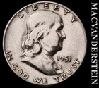 1951-D Silver Franklin Half Dollar - Scarce  Better Date  No Reserve  #L6555