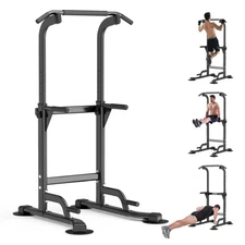 Dip Station - Home Gym Strength Training Pull-Ups Dip-Ups 330Lbs matt black
