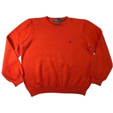 Vintage 90s Polo Ralph Lauren Sweater Mens XXL Orange Cotton Crew Neck Preppy