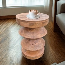 Massivholz Beistelltisch KITAR-C 50cm Mangoholz natural Handmade Unikat Hocker