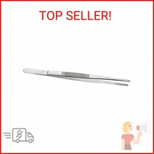 SE 12-Inch Stainless Steel Tweezers - Durable Knurled Handle Serrated Tip Design