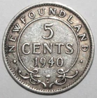 1940 Newfoundland 5 Cents — photo from another recent sale