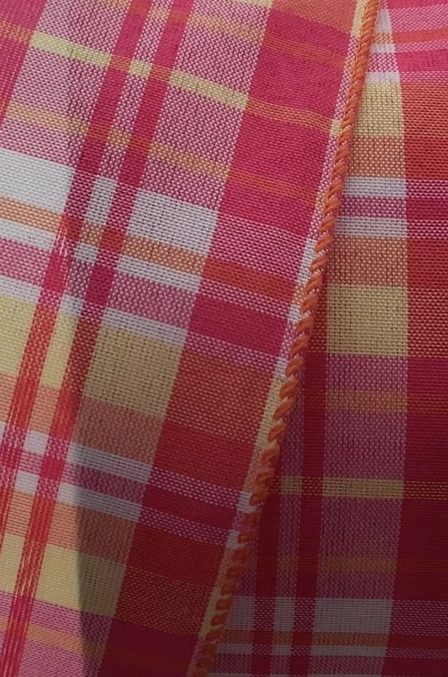 Beautiful New 50 YARDS SPRING Pink PASTEL PLAID WIRE EDGE RIBBON  2 1/2" Wide - Image 2 of 4