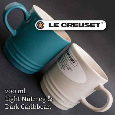 LE CREUSET 2x mittelgroße Steingut Kaffetassen 200ml, Kaffebecher Coffee Mug