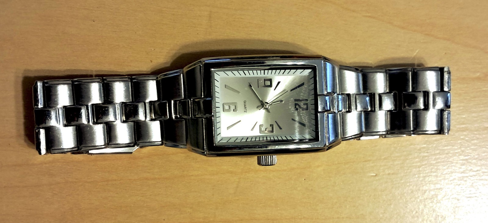 Mens rectangular watch, silver face and bracklet. - image 1